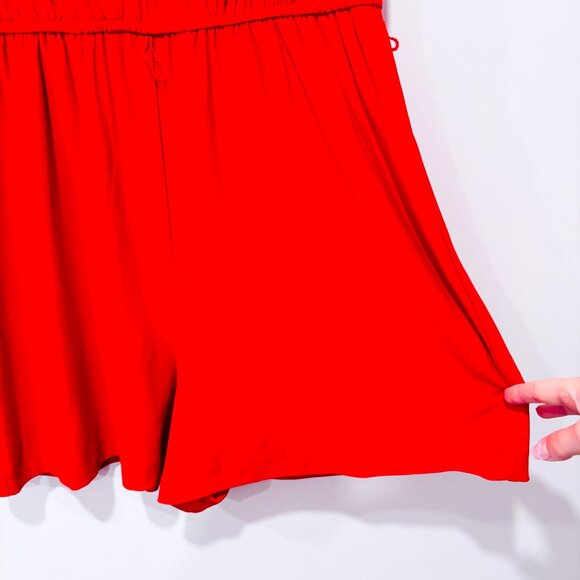 VENUS Red Sleeveless Romper Lace Up Front | Casual Summer | Small * - Picture 5 of 6